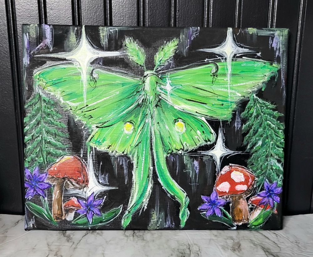 Whimsical Night Flight Original Acrylic Painting