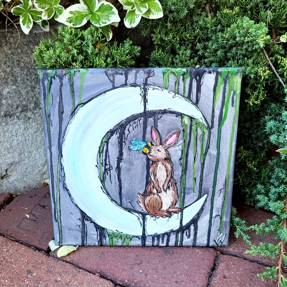 Luck of the Divine Original Acrylic Painting- Crescent Moon
