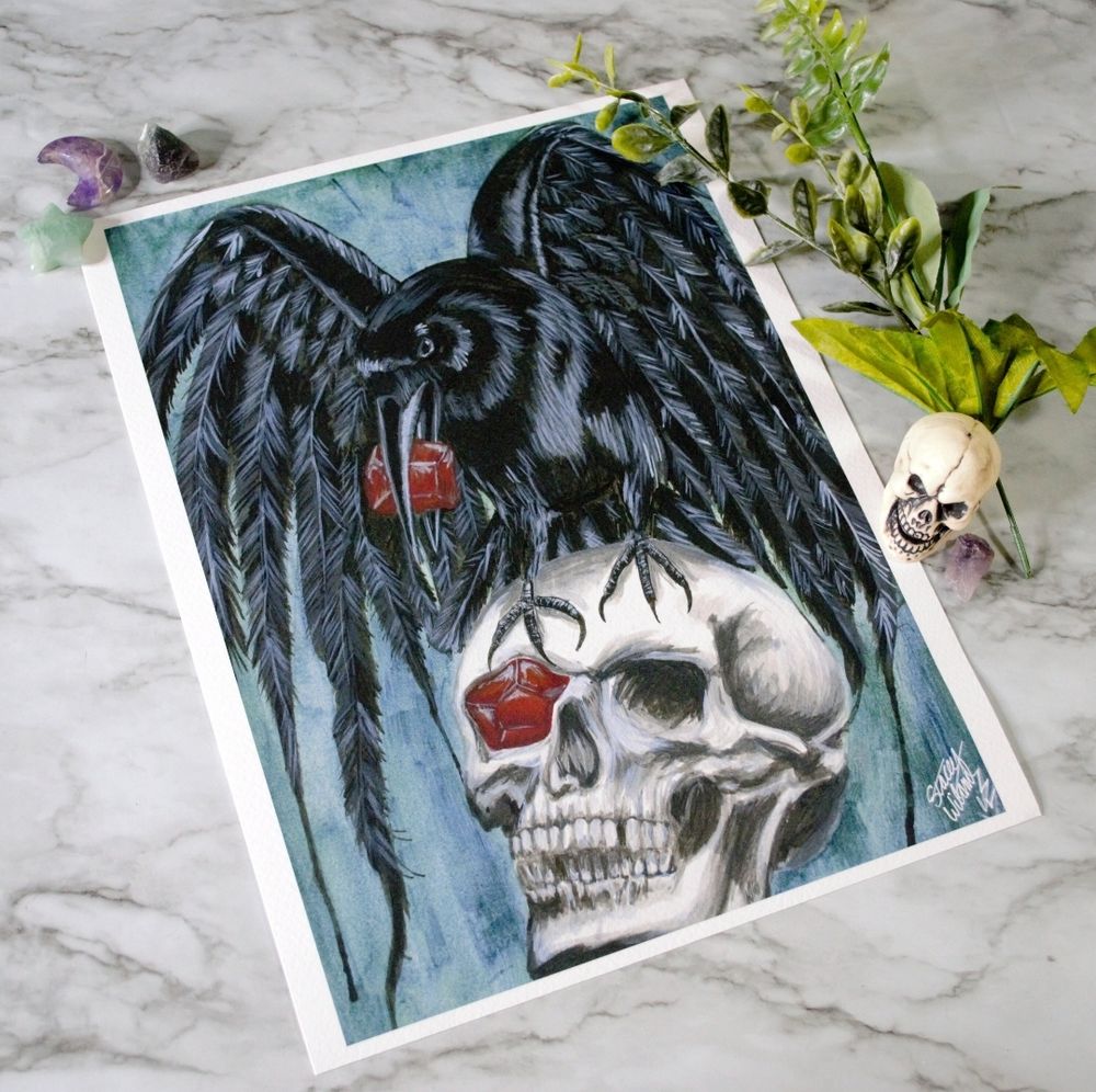 Print of January Birthstone - January's Crimson Omen 