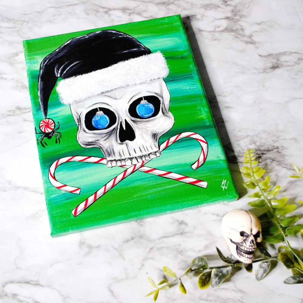 Original Painting -Skelly Clause Acrylic on Stretched Canvas