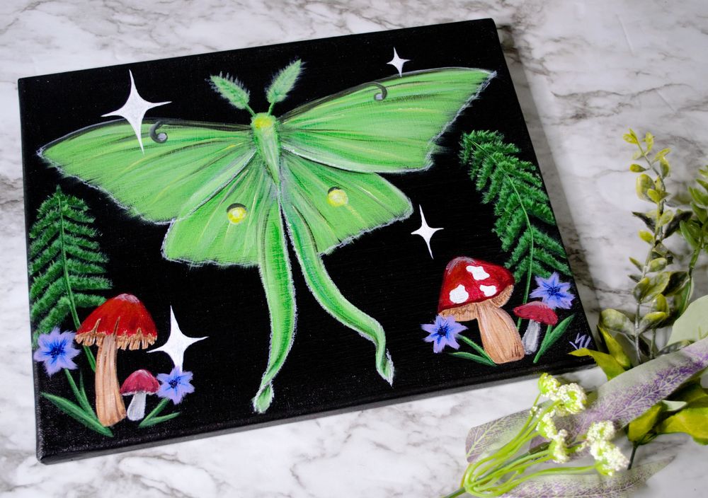 Whimsical Night Flight Original Acrylic Painting