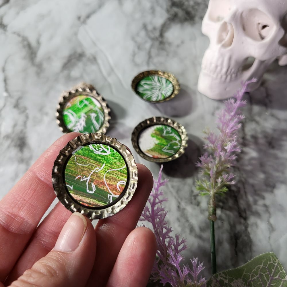 Cottagecore Bottle Cap Magnets