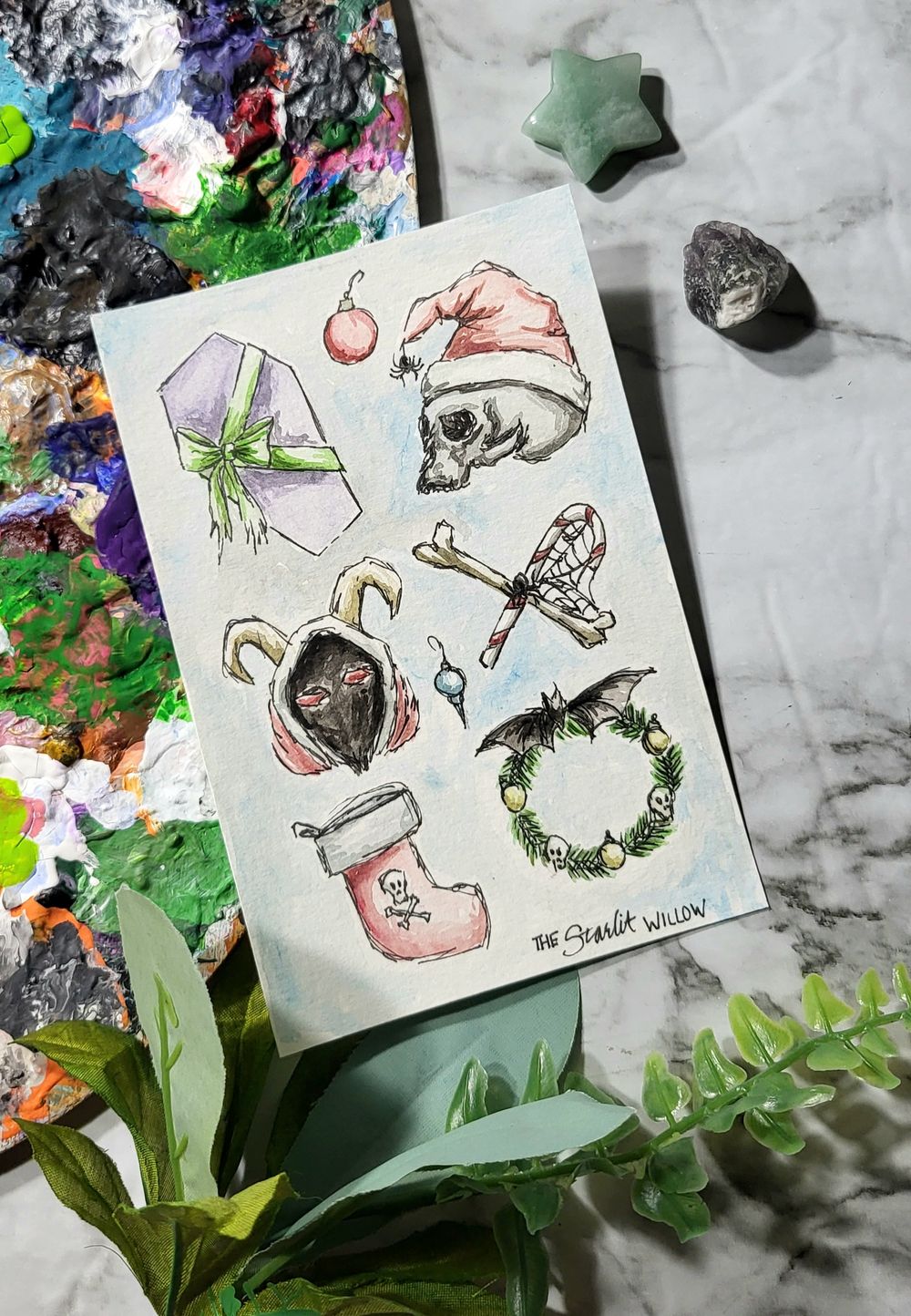 Original Painting - Creepmas Collage - Acrylic on Paper