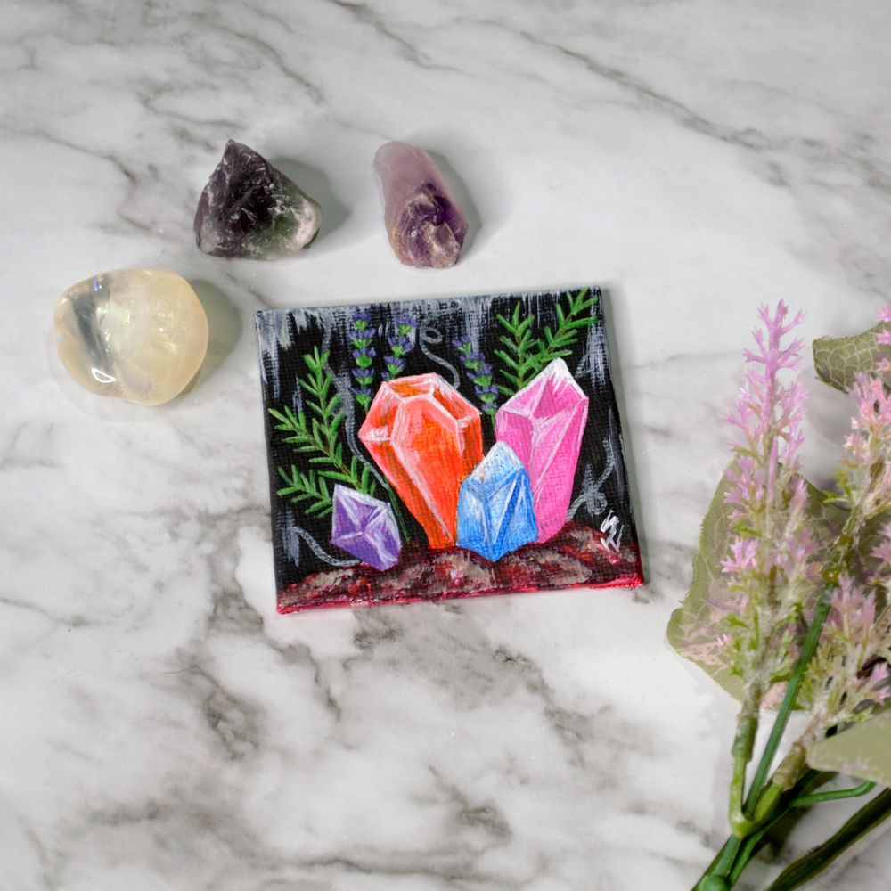 Enchanted Crystals - Tiny Acrylic Painting